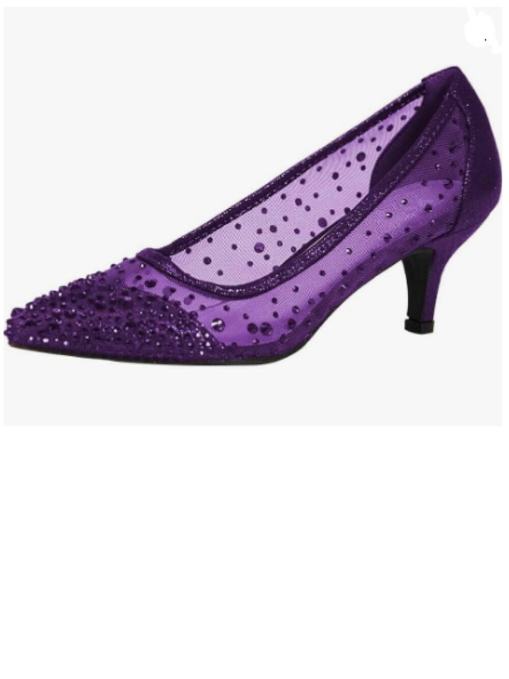 XYD Purple Pointed Closed Toe Slip On Graceful Mesh Pumps Rhinestone Shoes